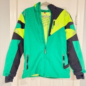 Spyder Kids Vibrant Green and Black Ski Jacket